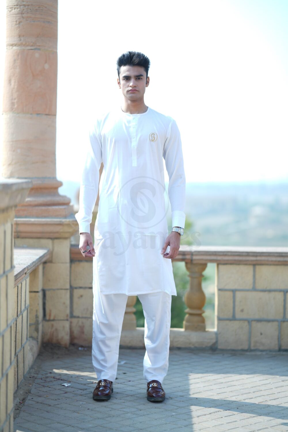 Men's White Unstitched Kurta Pajama